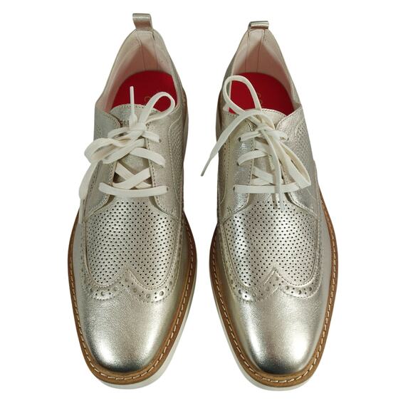 NIB! COLE HAAN! OG PLATFORM WINGTIPS,  GOLDEN GENUINE LEATHER, IVORY SOLE! 11B main image 10
